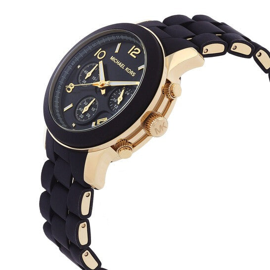Michael Kors Runway Chronograph Black Dial Black Silicone Strap Watch For Women - MK7385 Buy Now By Michael Kors