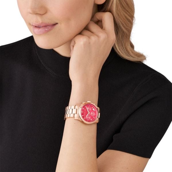 Michael Kors Runway Chronograph Pink Dial Rose Gold Steel Strap Watch For Women - MK7352 Buy Now By Michael Kors