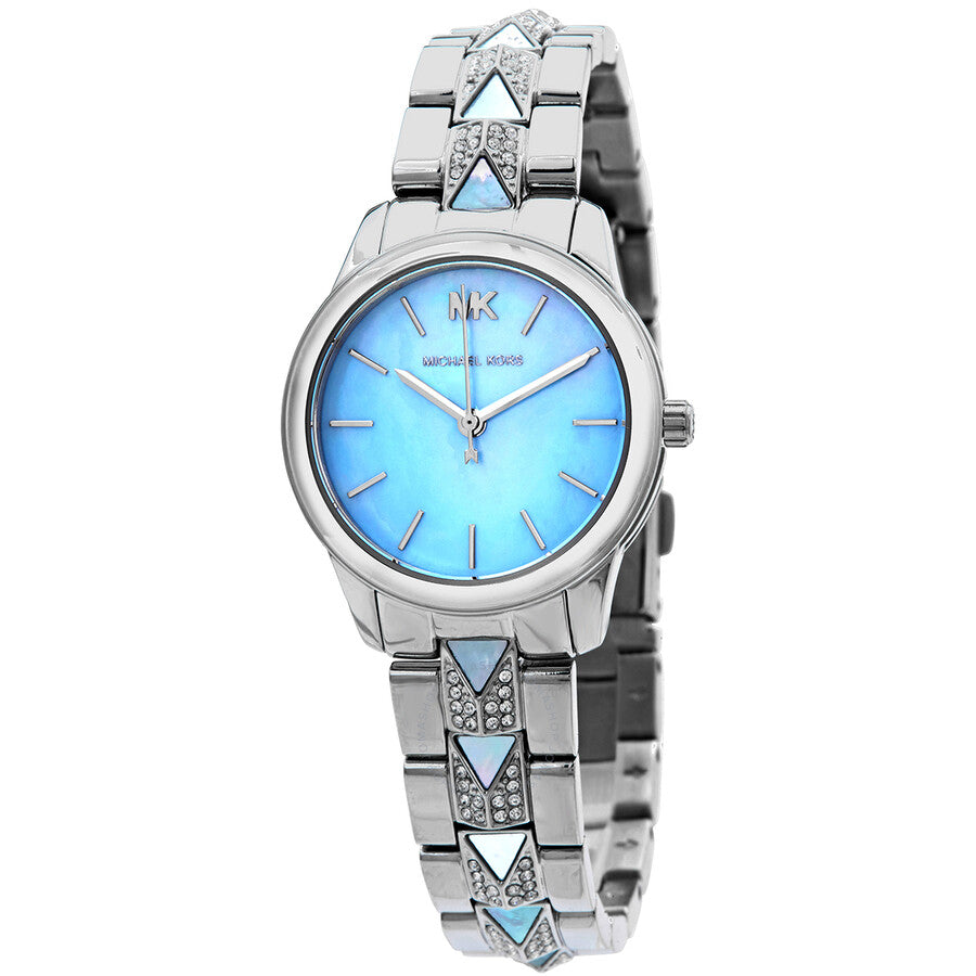 Michael Kors Runway Mercer Quartz Mother of Pearl Blue Dial Silver Steel Strap Watch For Women - MK6857 Buy Now By Michael Kors