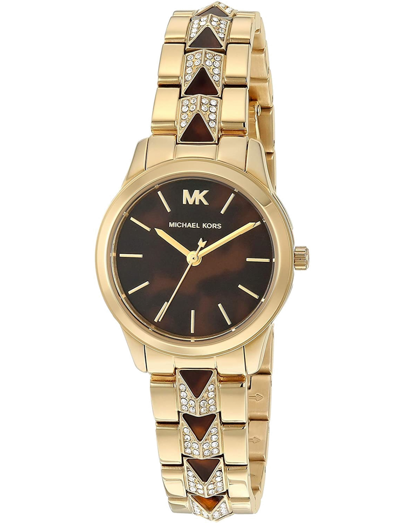 Michael Kors Runway Mercer Analog Brown Dial Gold Steel Strap Watch For Women - MK6855 Buy Now By Michael Kors