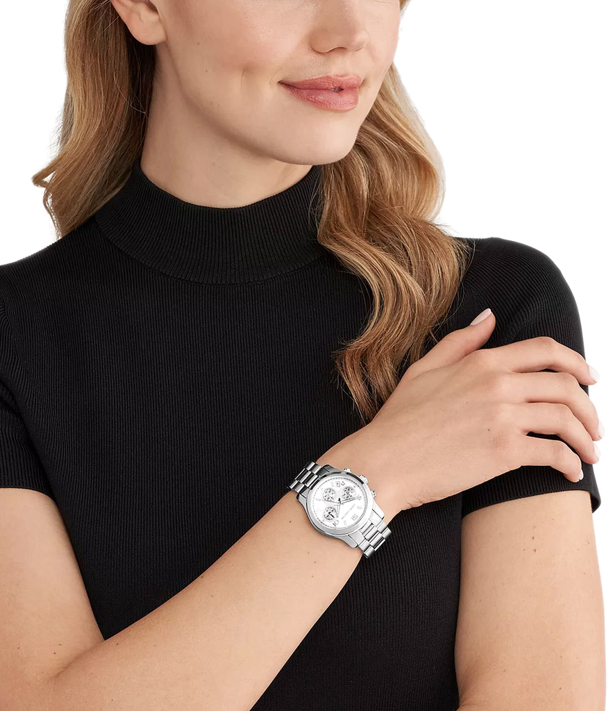 Michael Kors Runway Chronograph Silver Dial Silver Steel Strap Watch For Women - MK7325 Buy Now By Michael Kors