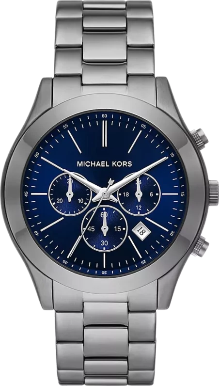 Michael Kors Slim Runway Chronograph Blue Dial Grey Steel Strap Watch For Men - MK8987 Buy Now By Michael Kors