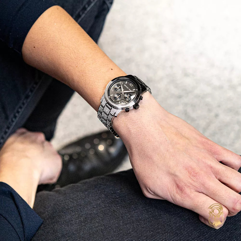 Michael Kors Runway Pavé Black Dial Two Tone Steel Strap Watch for Women - MK7433 Buy Now By Michael Kors