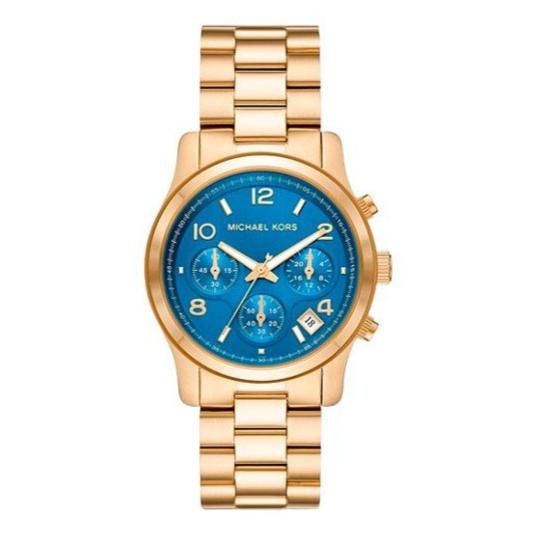 Michael Kors Runway Chronograph Blue Dial Gold Steel Strap Watch For Women - MK7353 Buy Now By Michael Kors