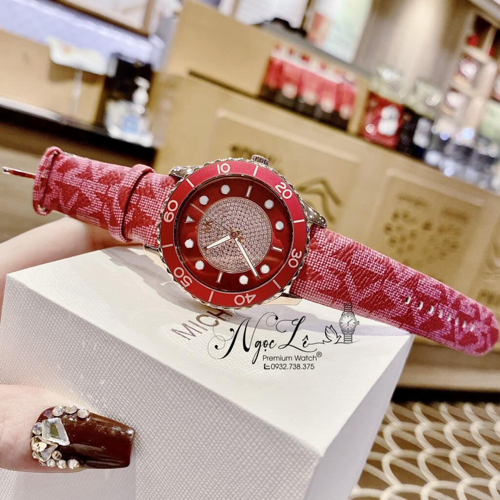 Michael Kors Runway Three-Hand Quartz Red Dial Red Leather Strap Watch For Women - MK7179 Buy Now By Michael Kors