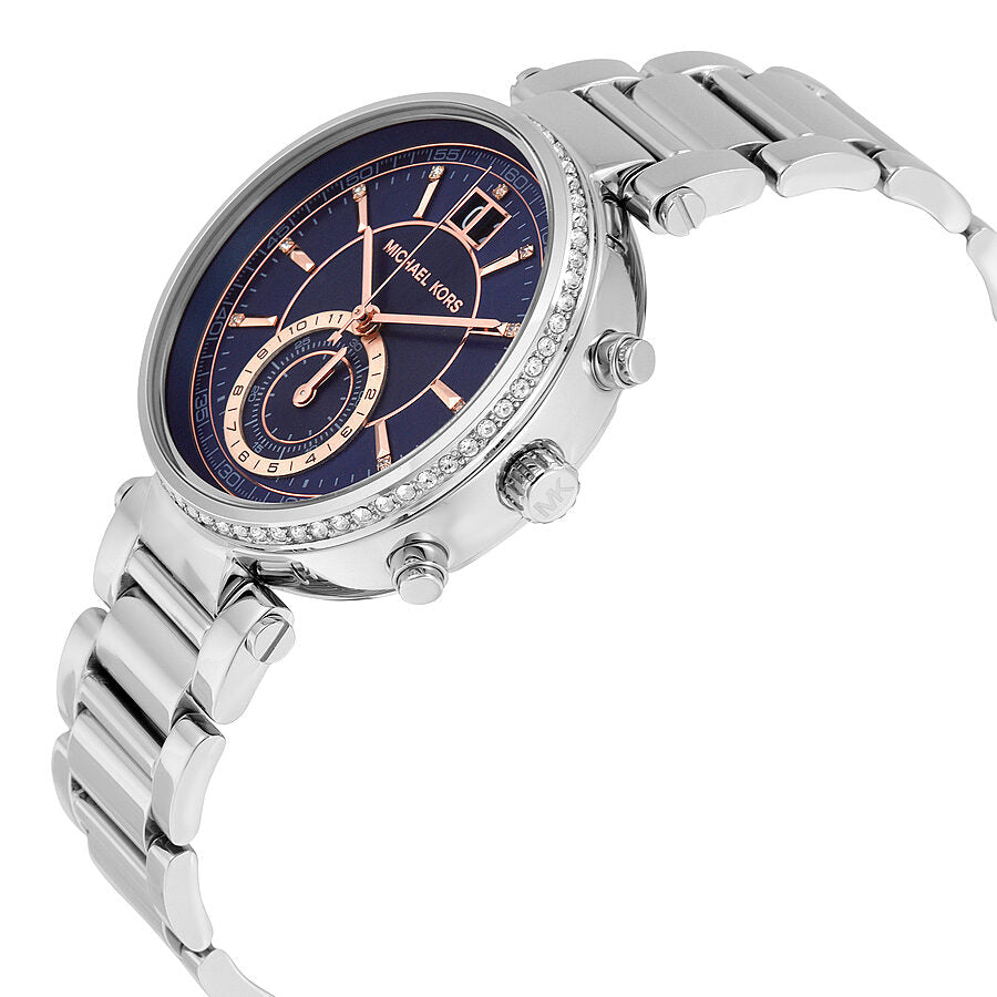 Michael Kors Sawyer Navy Blue Dial Silver Steel Strap Watch for Women - MK6224 Buy Now By Michael Kors