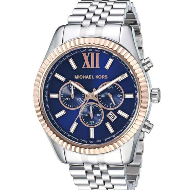 Michael Kors Lexington Chronograph Blue Dial Silver Steel Strap Watch For Men - MK8689 Buy Now By Michael Kors