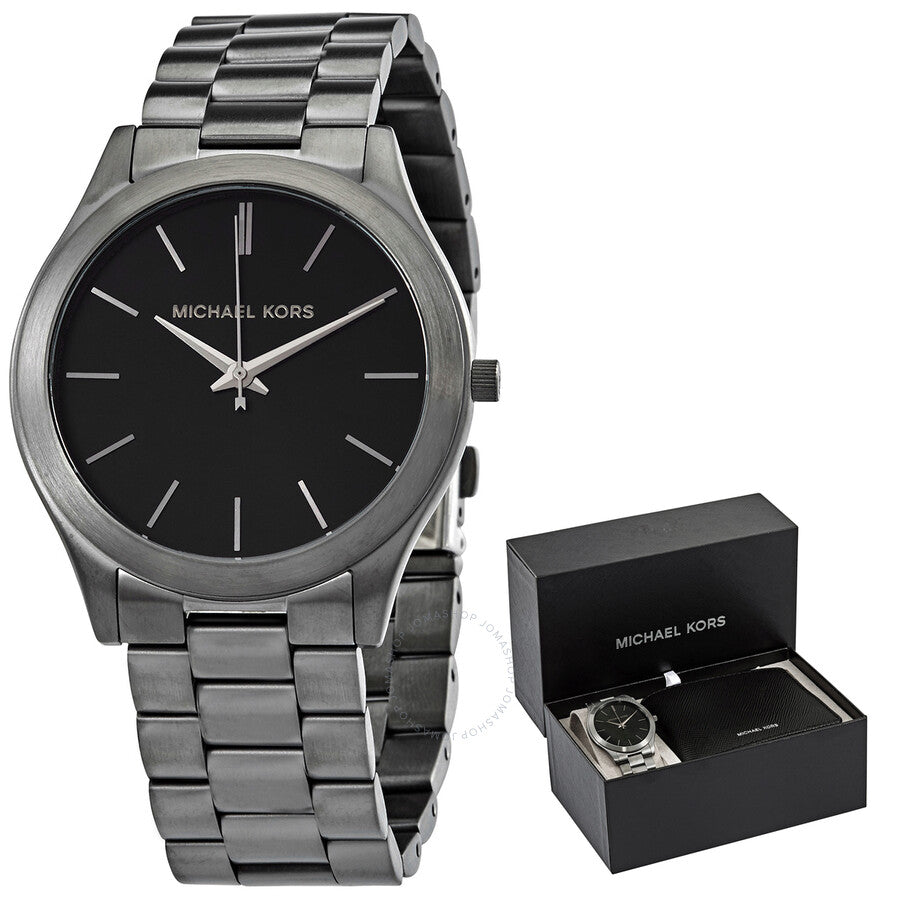 Michael Kors Slim Runway Quartz Black Dial Grey Steel Strap Watch For Men - MK1044 Buy Now By Michael Kors