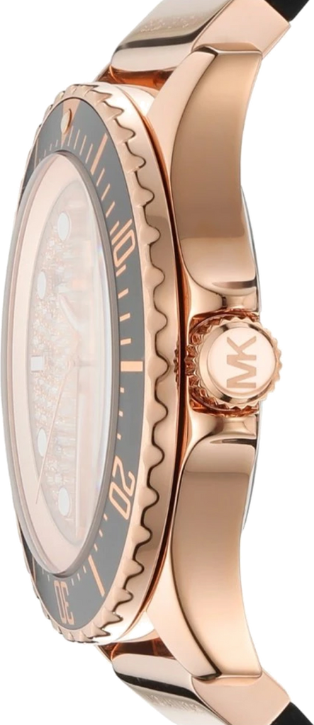 Michael Kors Everest Analog Rose Gold Dial Black Silicone Strap Watch For Women - MK7358 Buy Now By Michael Kors