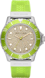 Michael Kors Everest Three Hand Crystals Silver Dial Green Silicone Strap Watch For Women - MK7360 Buy Now By Michael Kors