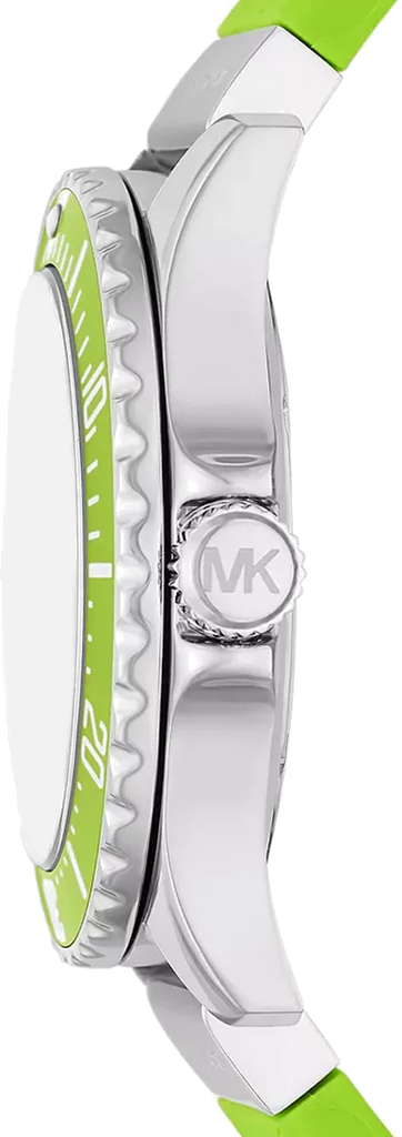 Michael Kors Everest Three Hand Crystals Silver Dial Green Silicone Strap Watch For Women - MK7360 Buy Now By Michael Kors