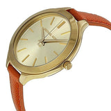 Michael Kors Runway Quartz Gold Dial Orange Leather Strap Watch For Women - MK2275 Buy Now By Michael Kors