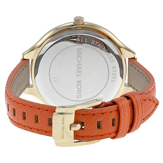 Michael Kors Runway Quartz Gold Dial Orange Leather Strap Watch For Women - MK2275 Buy Now By Michael Kors