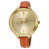 Michael Kors Runway Quartz Gold Dial Orange Leather Strap Watch For Women - MK2275 Buy Now By Michael Kors