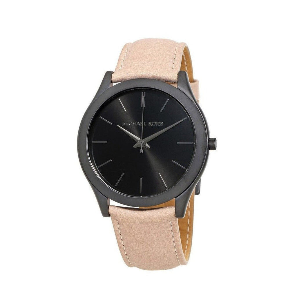 Michael Kors Slim Runway Black Dial Beige Leather Strap Watch For Men - MK8510 Buy Now By Michael Kors