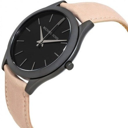 Michael Kors Slim Runway Black Dial Beige Leather Strap Watch For Men - MK8510 Buy Now By Michael Kors