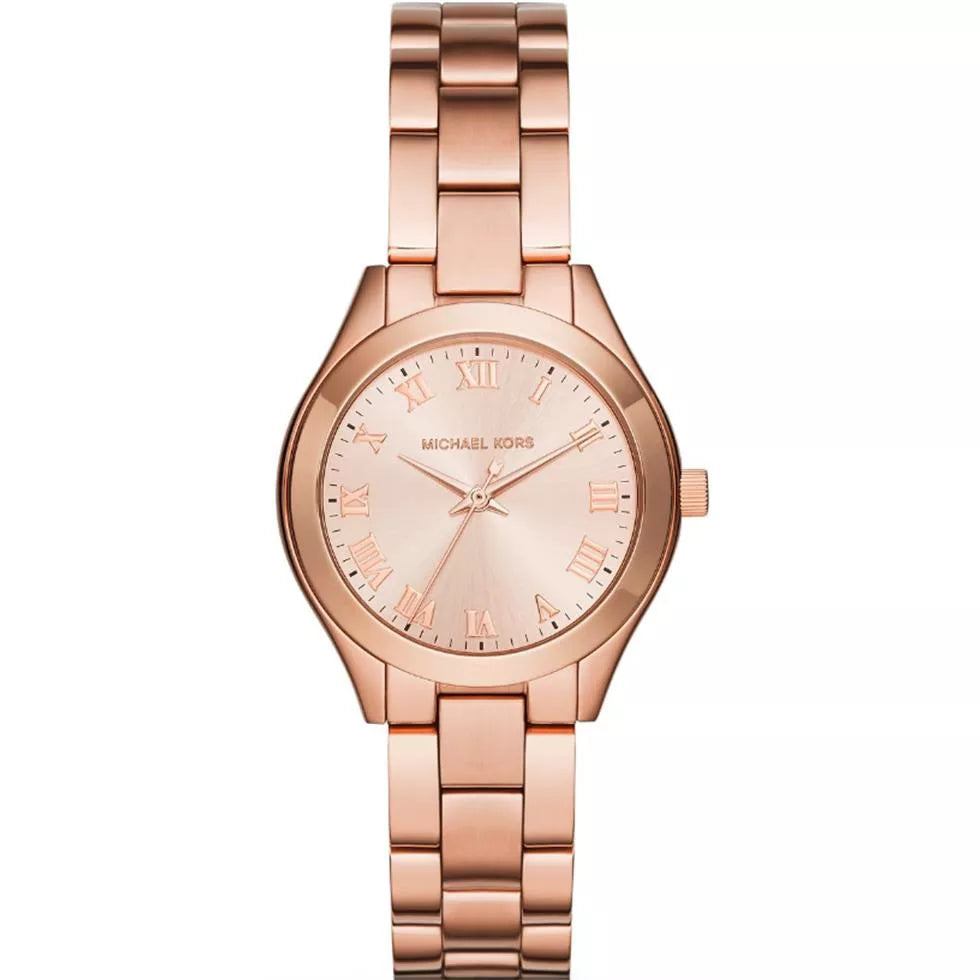 Michael Kors Mini Slim Runway Rose Gold Dial Rose Gold Steel Strap Watch For Women - MK3457 Buy Now By Michael Kors