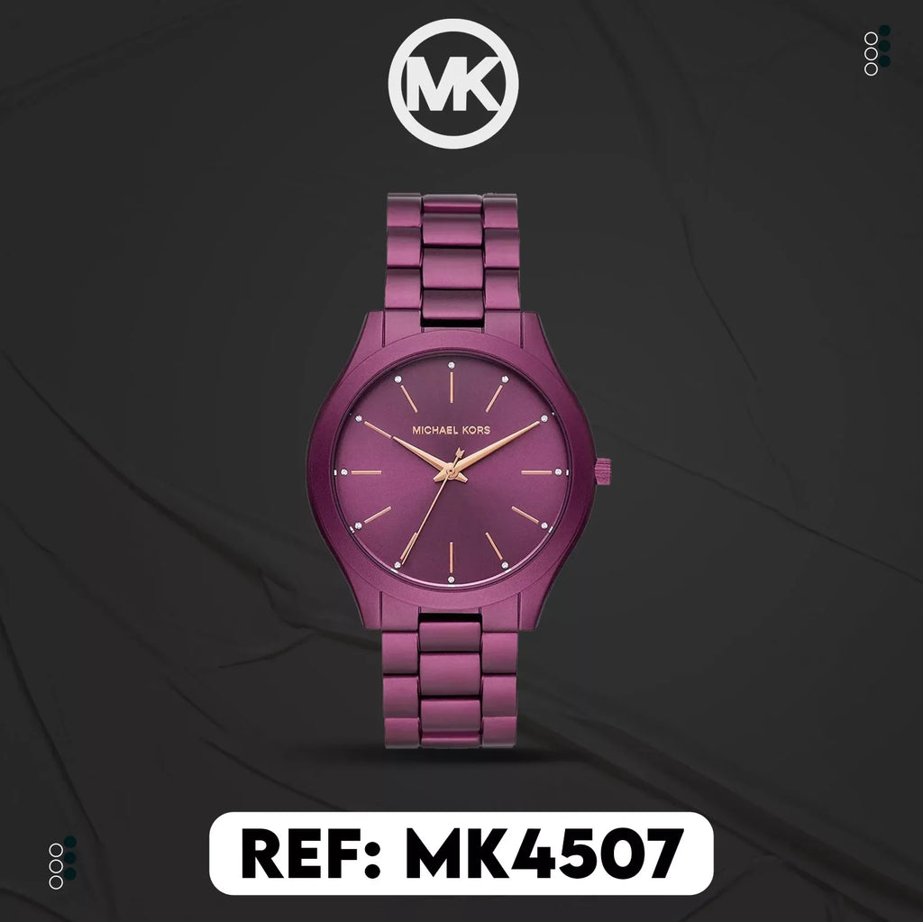 Michael Kors Slim Runway Quartz Purple Dial Purple Steel Strap Watch For Women - MK4507 Buy Now By Michael Kors