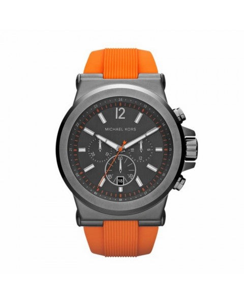 Michael Kors Dylan Chronograph Grey Dial Orange Rubber Strap Watch for Men - MK8296 Buy Now By Michael Kors