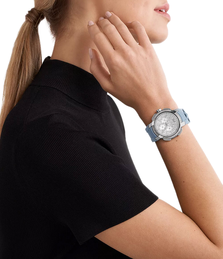 Michael Kors Sidney Chambray Multifunction Blue Dial Blue Silicone Strap Watch For Women - MK7220 Buy Now By Michael Kors