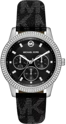 Michael Kors Tibby Chronograph Black Dial Black Leather Strap Watch For Women - MK2976 Buy Now By Michael Kors