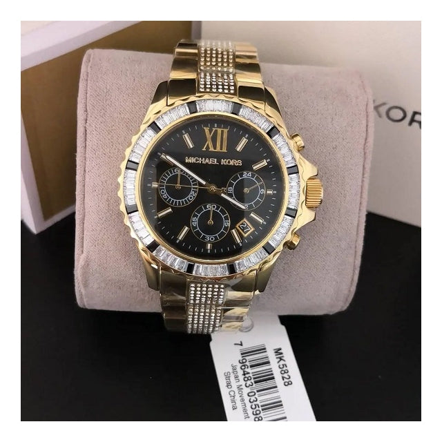 Michael Kors Everest Chronograph Black Dial Gold Steel Strap Watch For Women - MK5828 Buy Now By Michael Kors