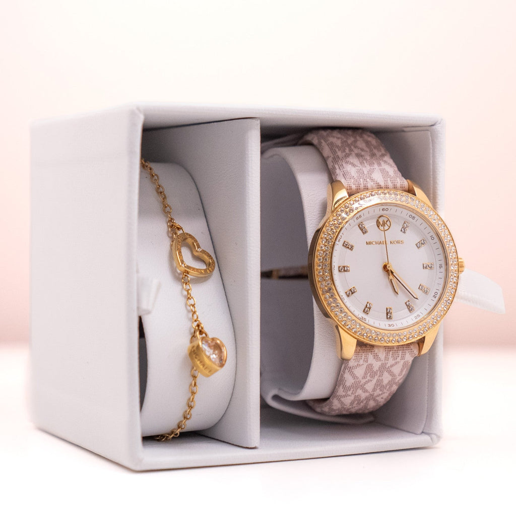 Michael Kors Tibby Analog Silver Dial White Leather Strap Watch for Women - MK1049 Buy Now By Michael Kors