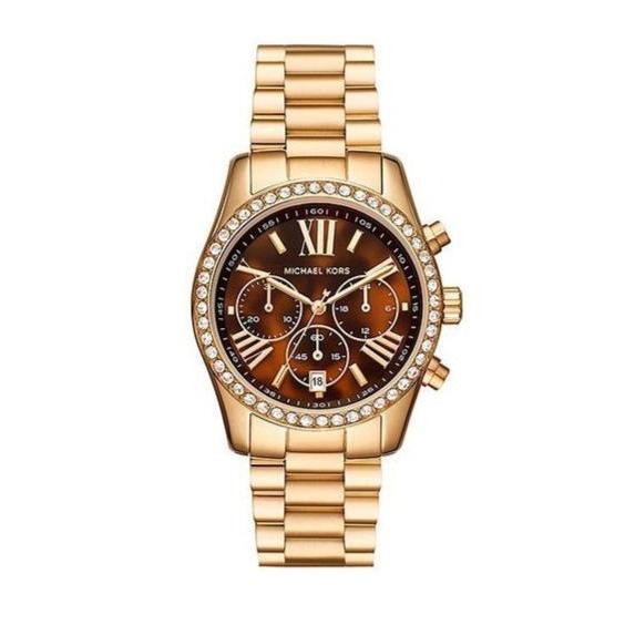 Michael Kors Lexington Chronograph Brown Dial Gold Steel Strap Watch For Women - MK7276 Buy Now By Michael Kors