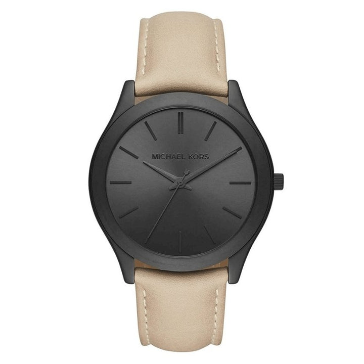 Michael Kors Slim Runway Black Dial Beige Leather Strap Watch For Men - MK8510 Buy Now By Michael Kors