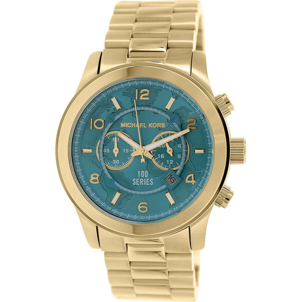 Michael Kors Runway Stop Hunger Blue Dial Gold Steel Strap Watch for Men - MK8315 Buy Now By Michael Kors
