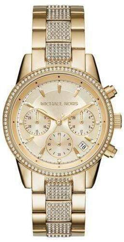 Michael Kors Ritz Chronograph Gold Dial Gold Steel Strap Watch For Women - MK6484 Buy Now By Michael Kors