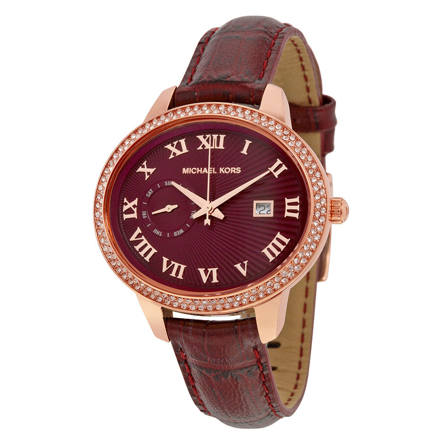 Michael Kors Whitley Quartz Burgundy Dial Burgundy Leather Strap Watch For Women - MK2430 Buy Now By Michael Kors