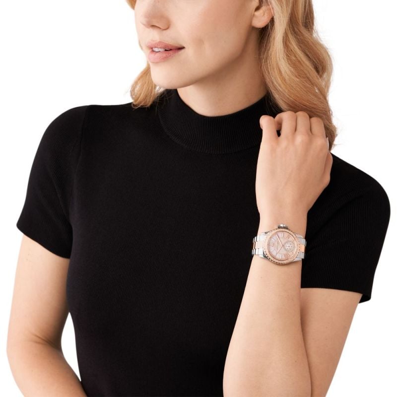 Michael Kors Everest Three Hand Rose Gold Dial Two Tone Steel Strap Watch For Women - MK7402 Buy Now By Michael Kors