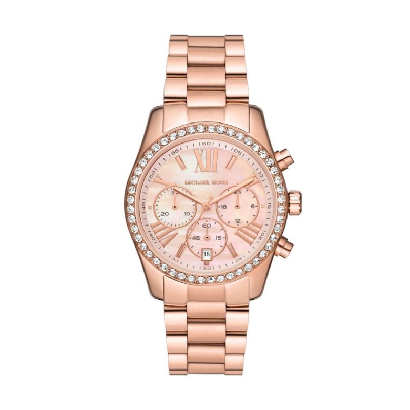 Michael Kors Lexington Chronograph Rose Gold Dial Rose Gold Steel Strap Watch for Women - MK7242 Buy Now By Michael Kors