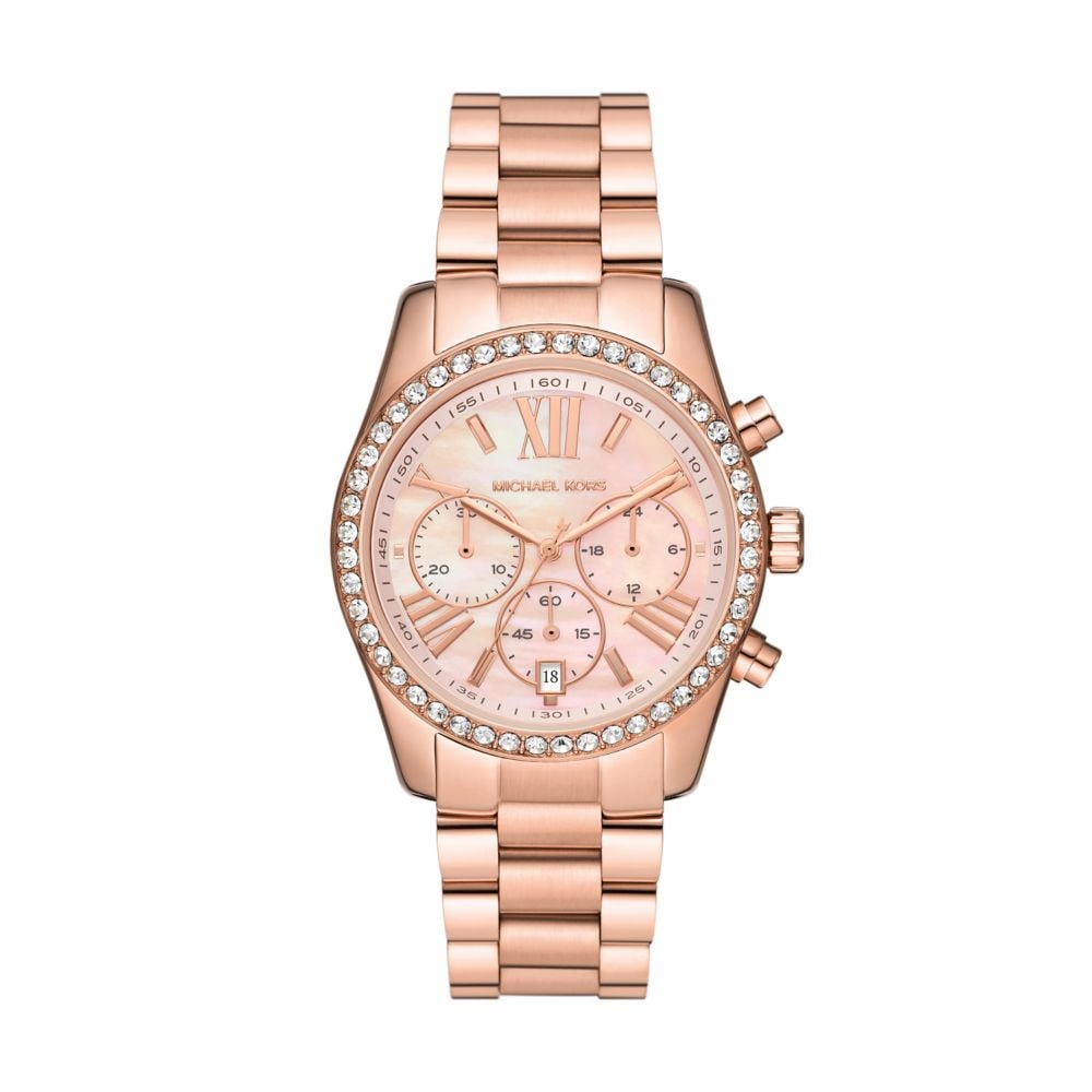 Michael Kors Lexington Chronograph Rose Gold Dial Rose Gold Steel Strap Watch for Women - MK7242 Buy Now By Michael Kors