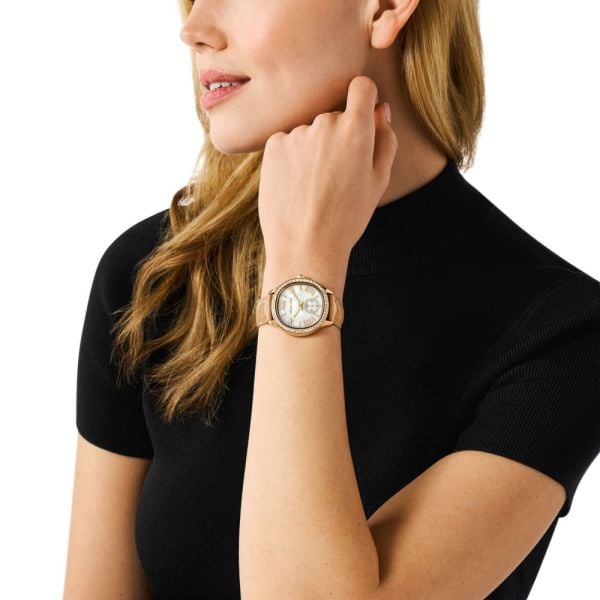 Michael Kors Sage Analog White Dial Gold Steel Strap Watch for Women - MK4822 Buy Now By Michael Kors