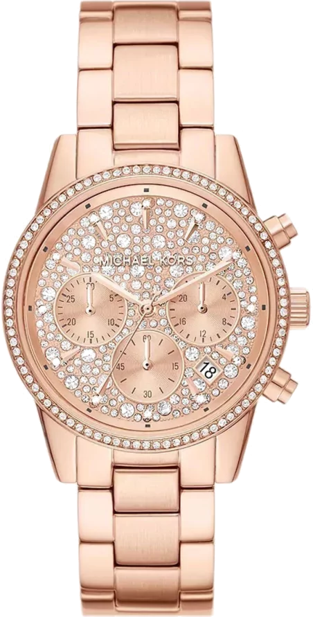 Michael Kors Ritz Chronograph Rose Gold Dial Rose Gold Steel Strap Watch For Women - MK7302 Buy Now By Michael Kors