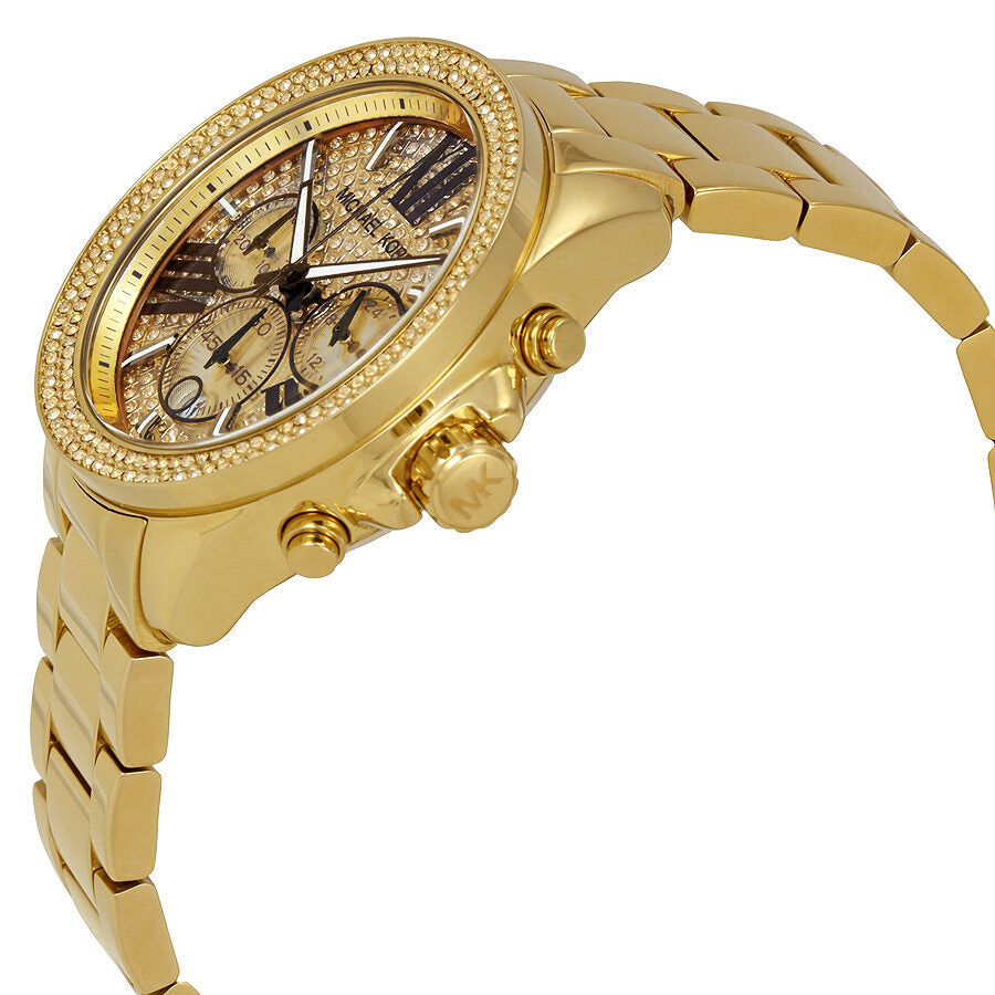 Michael Kors Wren Chronograph Crystal Pave Gold Dial Gold Steel Strap Watch for Women - MK6095 Buy Now By Michael Kors