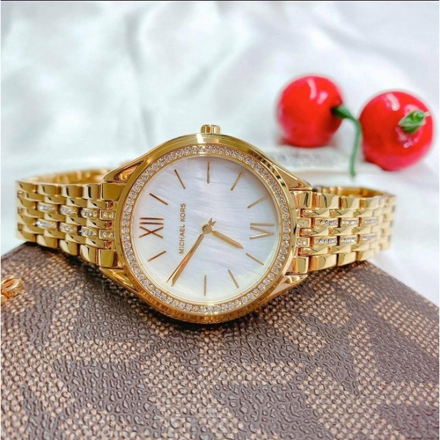 Michael Kors Mindy Three Hand White Dial Rose Gold Steel Strap Watch for Women - MK7078 Buy Now By Michael Kors