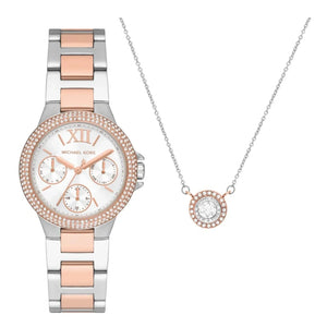 Michael Kors Camille Multifunction White Dial Two Tone Steel Strap Watch for Women - MK1054 Buy Now By Michael Kors