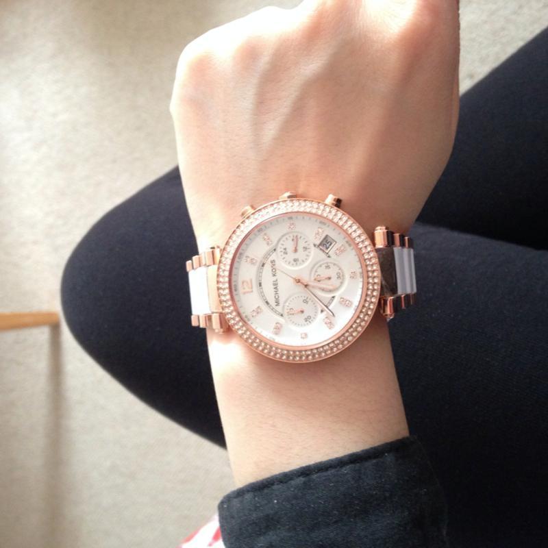 Michael Kors Parker White Dial Two Tone Steel Strap Watch for Women - MK5774