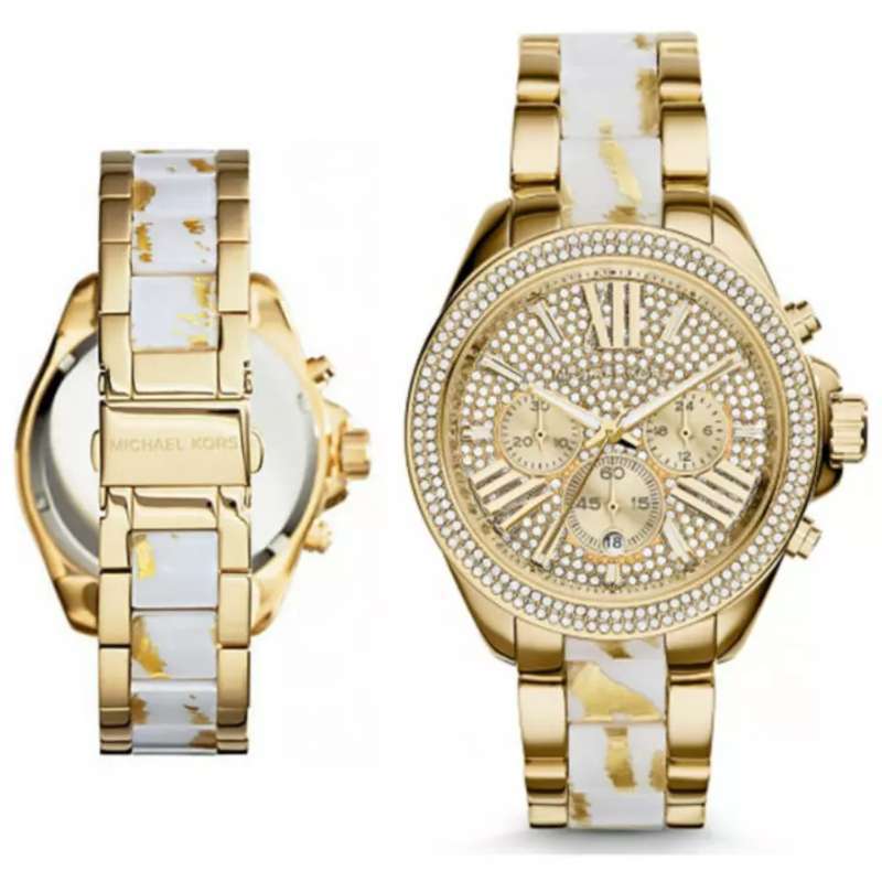 Michael Kors Wren Diamonds Gold Dial Two Tone Steel Strap Watch for Women - MK6157 Buy Now By Michael Kors