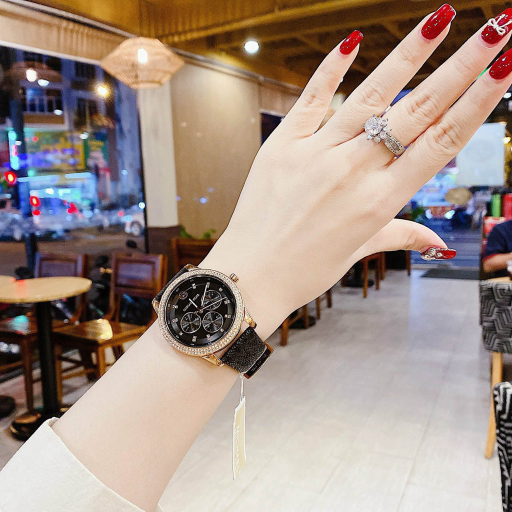 Michael Kors Tibby Multifunction Black Dial Black Leather Strap Watch For Women - MK6968 Buy Now By Michael Kors