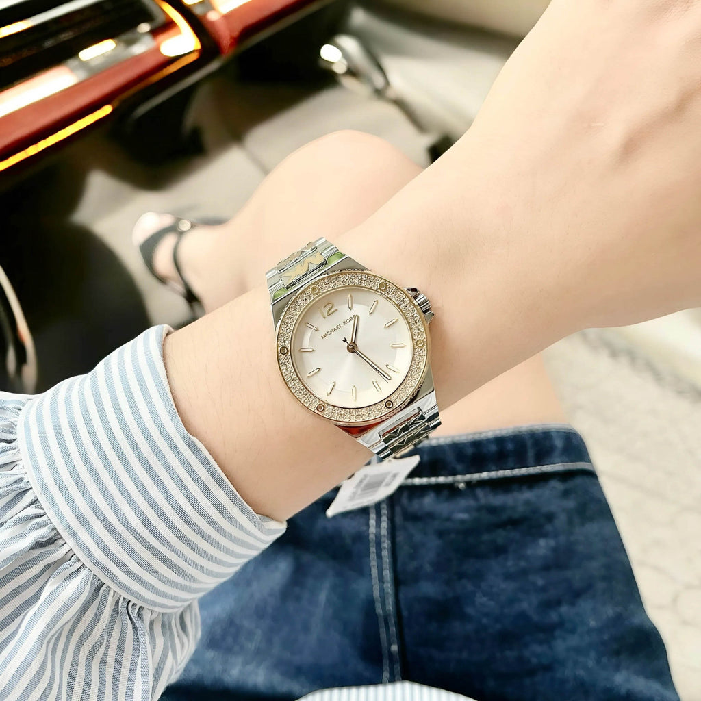 Michael Kors Lennox Three Hand Silver Dial Two Tone Steel Strap Watch For Women - MK7338 Buy Now By Michael Kors