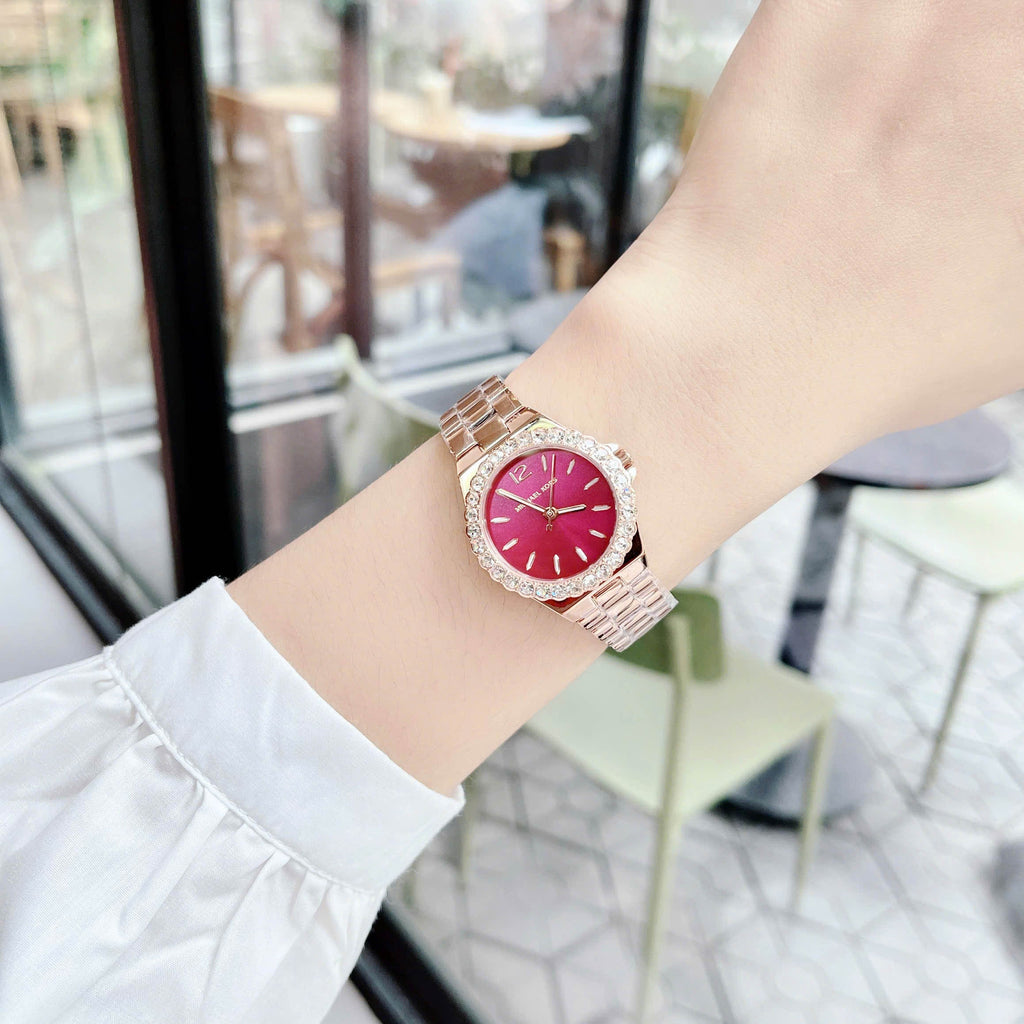 Michael Kors Lennox Analog Pink Dial Rose Gold Steel Strap Watch For Women - MK7396 Buy Now By Michael Kors