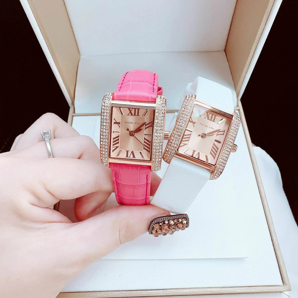 Michael Kors Emery Quartz Diamonds Rose Gold Dial Pink Leather Strap Watch For Women - MK2984 Buy Now By Michael Kors