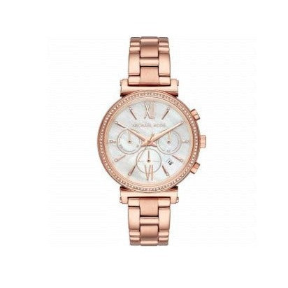 Michael Kors Sofie Chronograph Mother of Pearl White Dial Rose Gold Steel Strap Watch For Women - MK6576 Buy Now By Michael Kors
