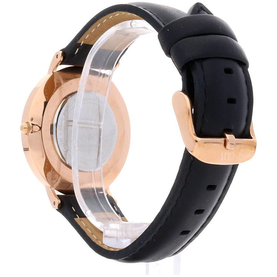 Daniel Wellington Classic Sheffield White Dial Black Leather Strap Watch for Women - DW00100036 Buy Now By Daniel Wellington