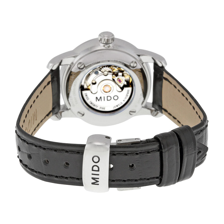 Mido Baroncelli III Automatic Silver Dial Black Leather Strap Watch For Women - M7600.4.21.4 Buy Now By Mido