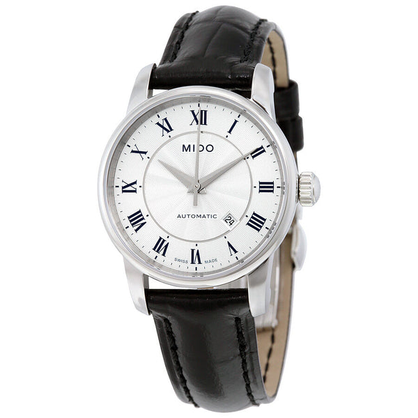 Mido Baroncelli III Automatic Silver Dial Black Leather Strap Watch For Women - M7600.4.21.4 Buy Now By Mido